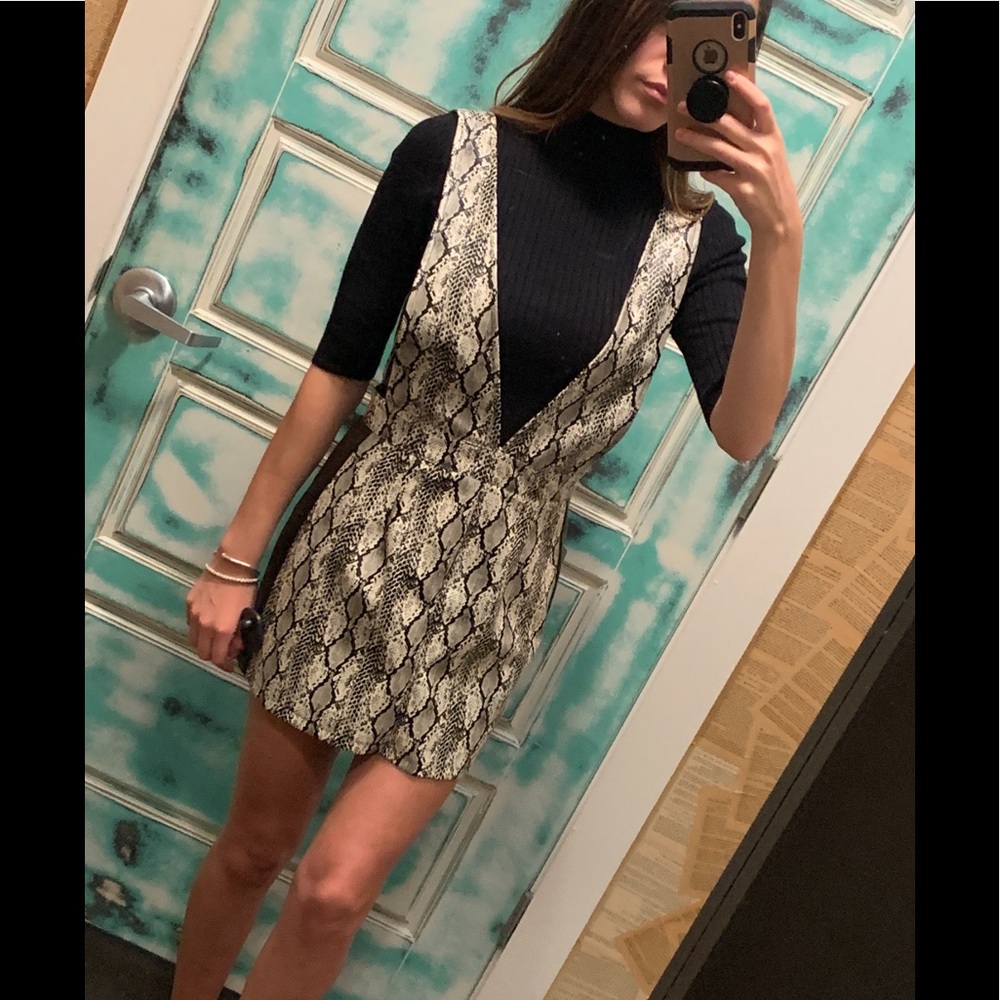 Leather snake print overall